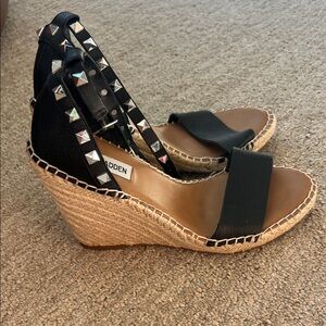 Steve Madden black espadrille wedges - size 7.5